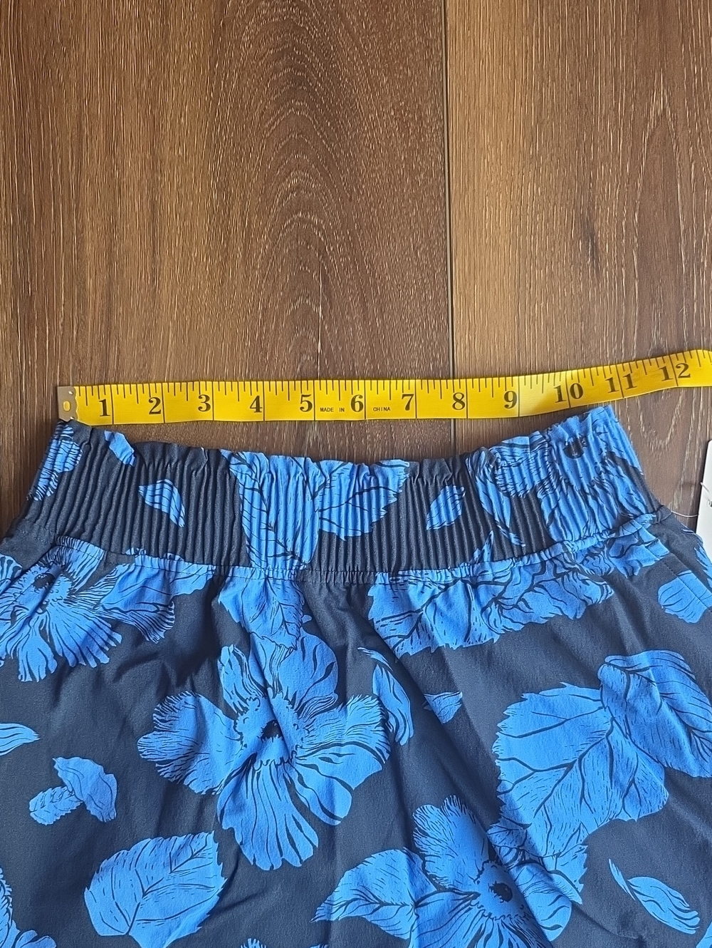 Stretch Woven Ruffle-Waist Midi Skirt XS Carved Flower Club Blue Multi - Picture 5 of 7